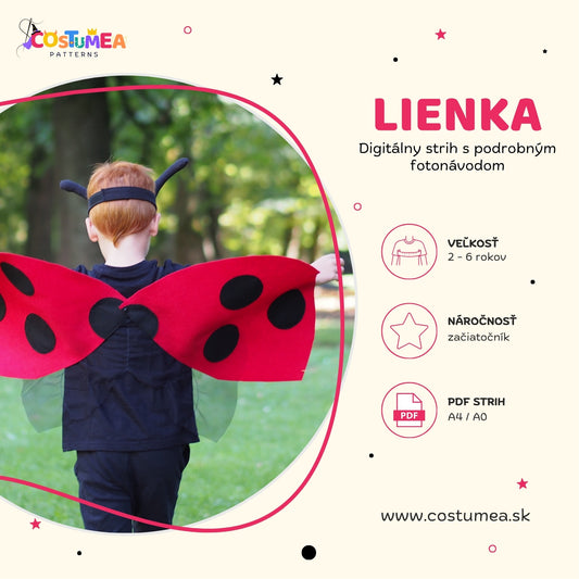 PDF strih na karnevalový kostým lienky pre deti – Costumea.